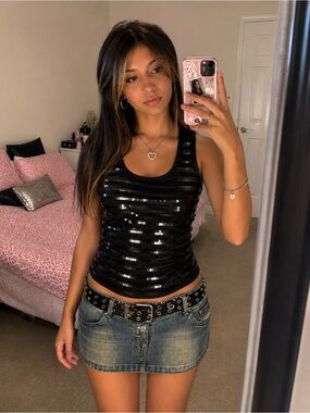 Ann Taylor Black Sequin Tank Top – Size S--NWT